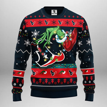 Houston Texans Grinch Ugly Christmas Sweater, Grinch Xmas Sweater Moonbestprint
