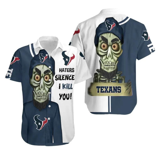 Houston Texans Haters I Kill You 3D Hawaiian Shirt Print Short Sleeve Hawaiian Aloha Shirt, NFL Hawaiian Shirt Moonbestprint