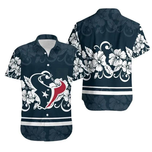 Houston Texans Hibiscus Flowers Hawaii Shirt Summer Collection, NFL Hawaiian Shirt Moonbestprint