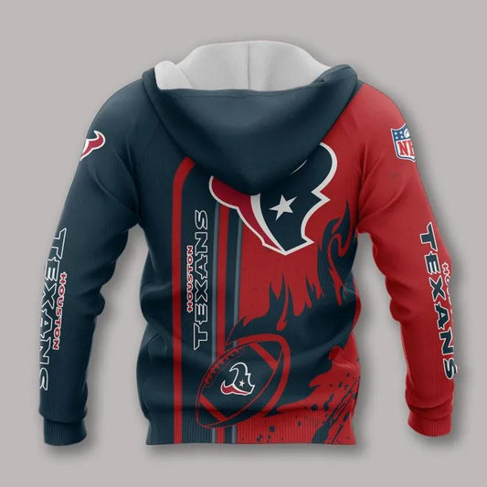 Houston Texans Logo All Over Print Hoodie, NFL Hoodie Moonbestprint