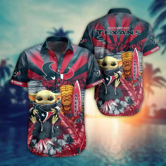 Houston Texans Nfl Baby Yoda Hawaiian Sas Style Summer Trending For Men Women, NFL Hawaiian Shirt Moonbestprint