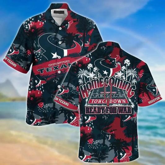Houston Texans Nfl Beach Shirt For Sports Best Fans This Summer Hawaiian Shirt, NFL Hawaiian Shirt Moonbestprint