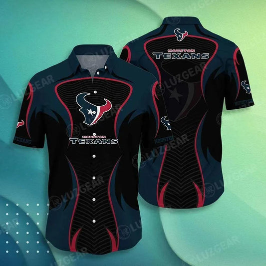 Houston Texans Nfl Hawaii Beach Shirt Summer Short Sleeve Button Down Hawaiian Shirt, NFL Hawaiian Shirt Moonbestprint