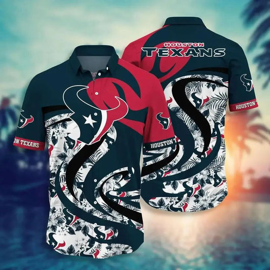 Houston Texans Nfl Hawaii Shirt And Short Tropical Pattern Graphic This Summer Gift For Fan Nfl, NFL Hawaiian Shirt Moonbestprint