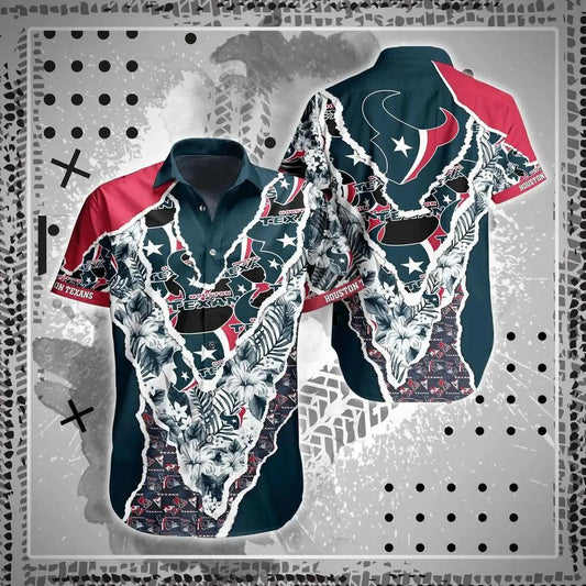 Houston Texans Nfl Hawaii Shirt Graphic Floral Pattern This Summer Meaningful Gifts For Fans, NFL Hawaiian Shirt Moonbestprint