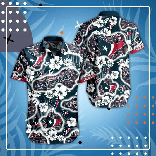 Houston Texans Nfl Hawaii Shirt Graphic Floral Printed This Summer Beach Shirt For Best Fans, NFL Hawaiian Shirt Moonbestprint