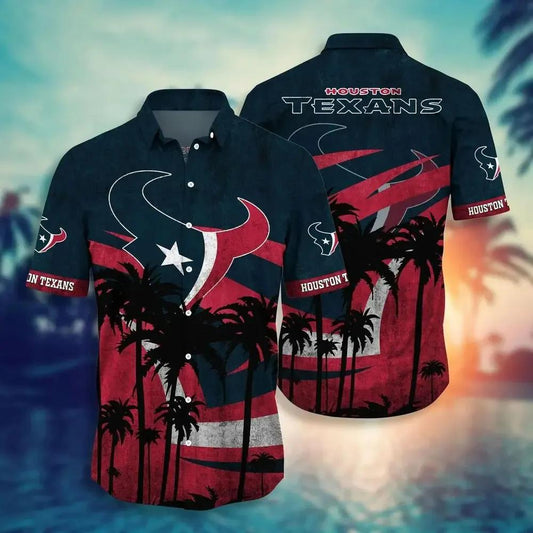Houston Texans Nfl Hawaii Shirt Graphic Tropical Pattern Short Sleeve Hot Summer, NFL Hawaiian Shirt Moonbestprint