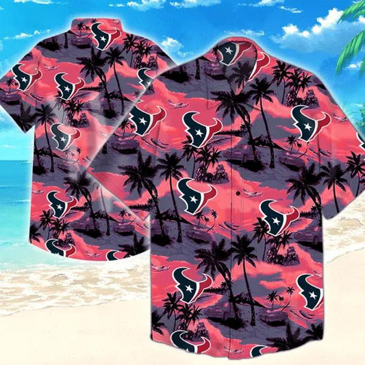Houston Texans Nfl Hawaiian Graphic Print Short Sleeve Hawaiian Shirt, NFL Hawaiian Shirt Moonbestprint