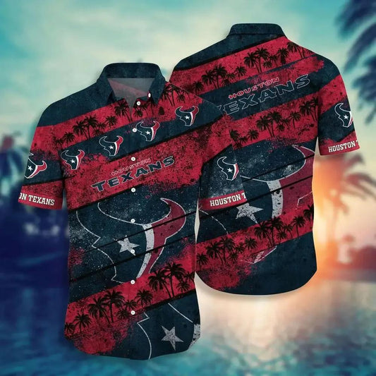 Houston Texans Nfl Hawaiian Sas Graphic Tropical Pattern Short Sleeve New Hot Trend Summer For Best Fans, NFL Hawaiian Shirt Moonbestprint