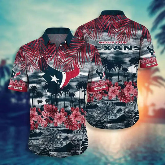 Houston Texans Nfl Hawaiian Sas Style Tropical Pattern Graphic Hot Trending Summer For Awesome Fans, NFL Hawaiian Shirt Moonbestprint