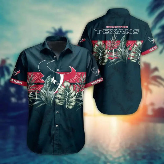 Houston Texans Nfl Hawaiian Sas Tropical Pattern Graphic Gift For Fan Nfl, NFL Hawaiian Shirt Moonbestprint