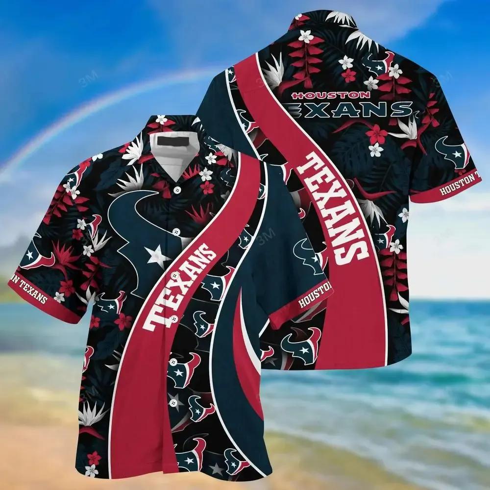 Houston Texans Nfl Hawaiian Sas With Tropical Pattern For Your Loved Ones, NFL Hawaiian Shirt Moonbestprint