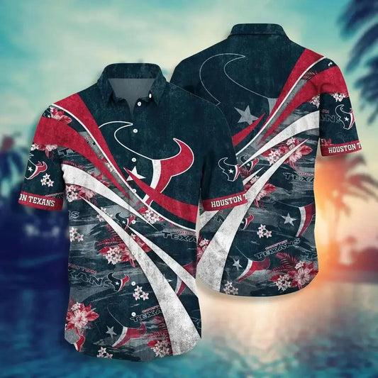 Houston Texans Nfl Summer Hawaiian Sas Floral Pattern Graphic For Football Nfl, NFL Hawaiian Shirt Moonbestprint