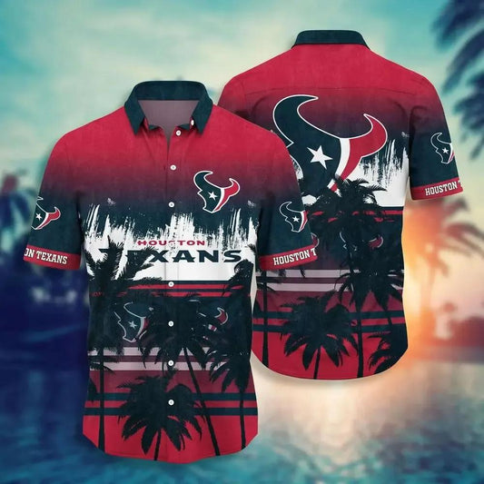 Houston Texans Nfl Summer Hawaiian Sas Tropical Pattern Graphic For Sports, NFL Hawaiian Shirt Moonbestprint