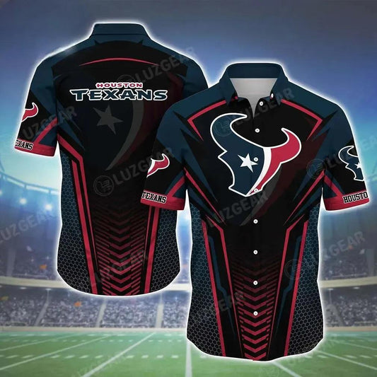 Houston Texans Nfl Team Football Beach Shirt Summer Button Down Hawaiian Shirt Best Fan Ever, NFL Hawaiian Shirt Moonbestprint