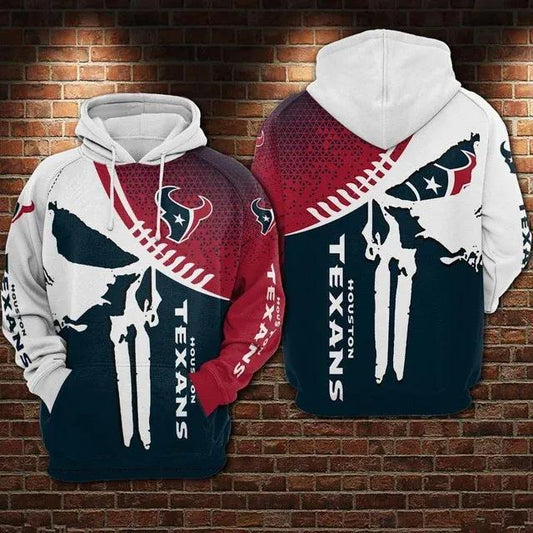 Houston Texans Punisher Skull 3D Hoodie, NFL Hoodie Moonbestprint