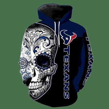 Houston Texans Skull Floral 3D Hoodie, NFL Hoodie Moonbestprint
