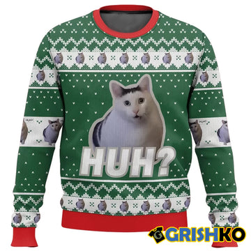 Huh Cat meme Christmas Ugly Sweater - Moonbestprint