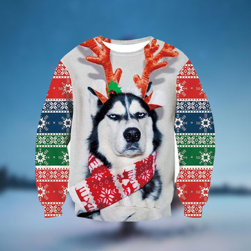 Husky Dog Ugly Christmas Sweater - Moonbestprint