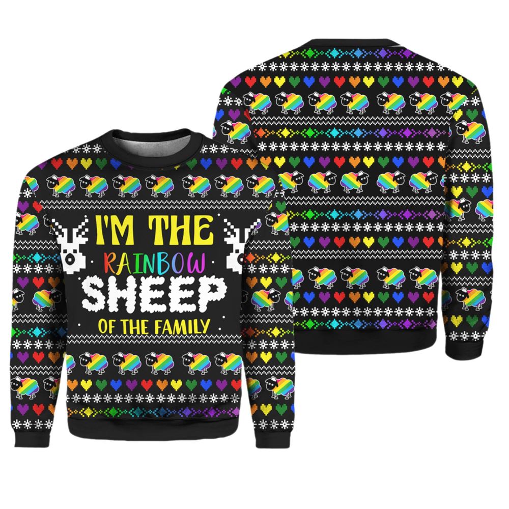 I Am The Rainbow Sheep Of Family Ugly Christmas Sweater - Moonbestprint