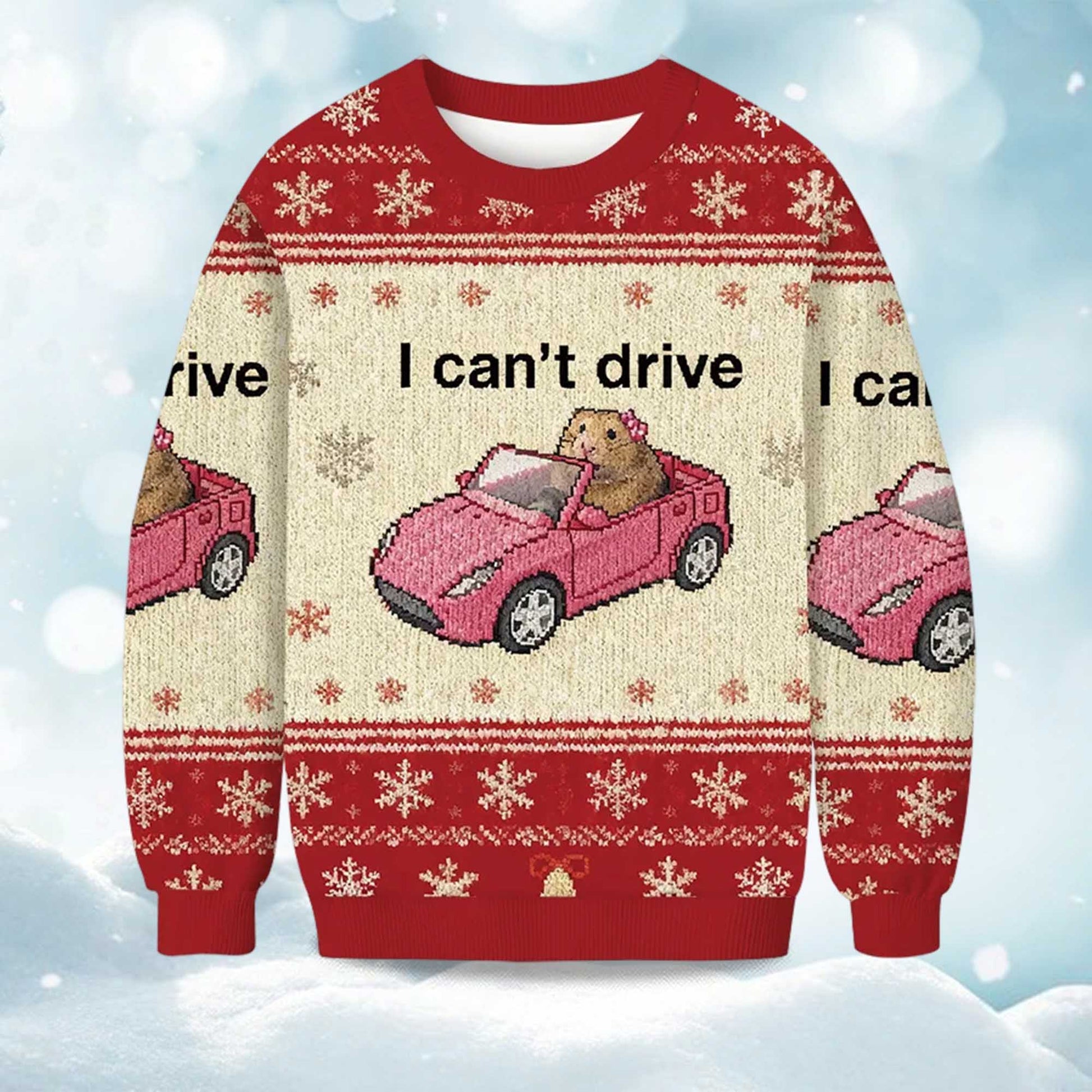 2026 I Can't Drive Funny Hamster Christmas Ugly Sweater Moonbestprint