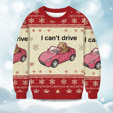 2026 I Can't Drive Funny Hamster Christmas Ugly Sweater Moonbestprint