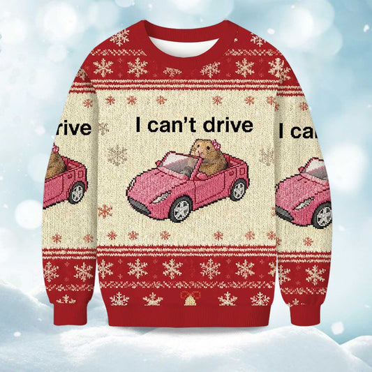2026 I Can't Drive Funny Hamster Christmas Ugly Sweater Moonbestprint
