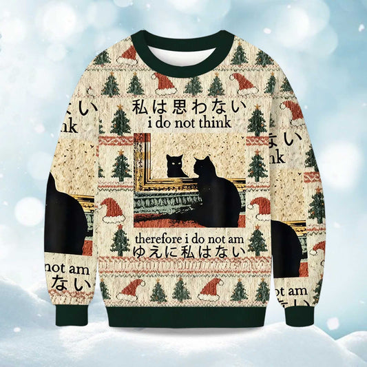 2026 I Do Not Think Therefore I Do Not Am Christmas Ugly Sweater Moonbestprint