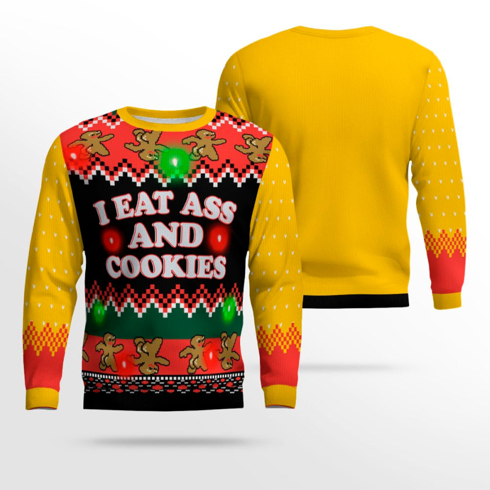 I Eat Ass and Cookies Ugly Christmas Sweater Gold Metallic – Moonbestprint