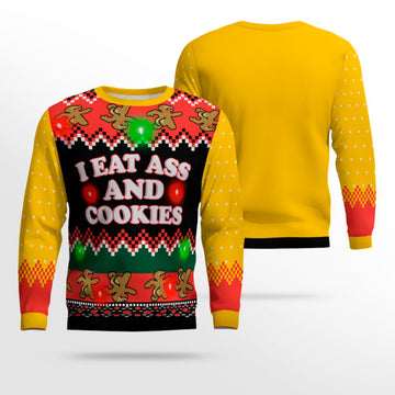 I Eat Ass and Cookies Ugly Christmas Sweater Gold Metallic – Moonbestprint