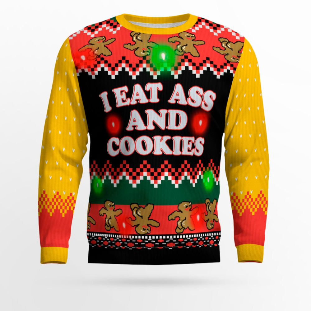 I Eat Ass and Cookies Ugly Christmas Sweater Gold Metallic – Moonbestprint