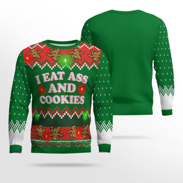 I Eat Ass and Cookies Ugly Christmas Sweater Green – Moonbestprint