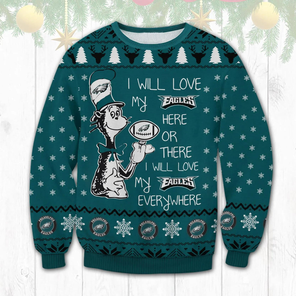 I Love My Philadelphia Eagles Ugly Christmas Sweater, NFL Christmas Sweater Moonbestprint