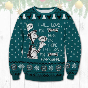 I Love My Philadelphia Eagles Ugly Christmas Sweater, NFL Christmas Sweater Moonbestprint