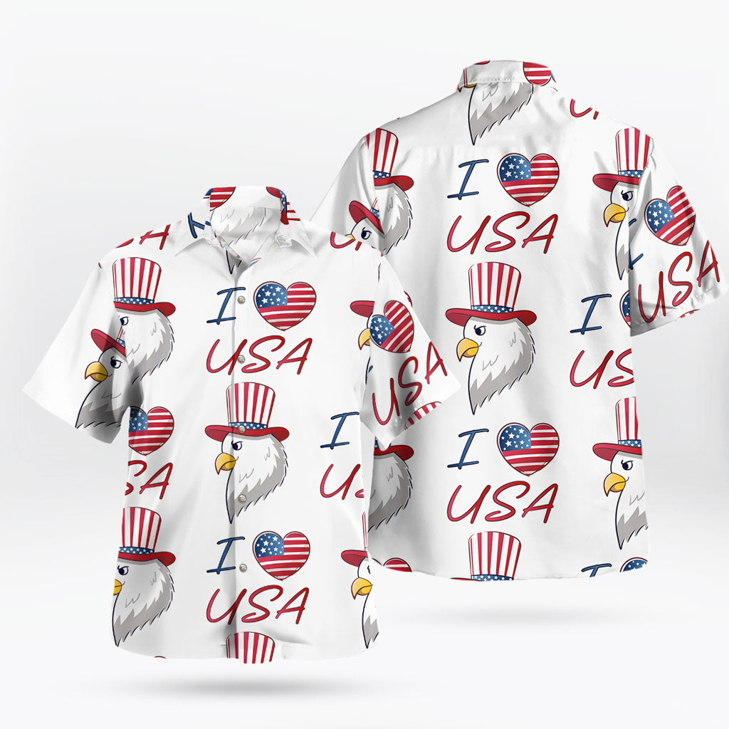 I Love USA Patriotic Eagle Vibe Hawaiian Shirt – Moonbestprint