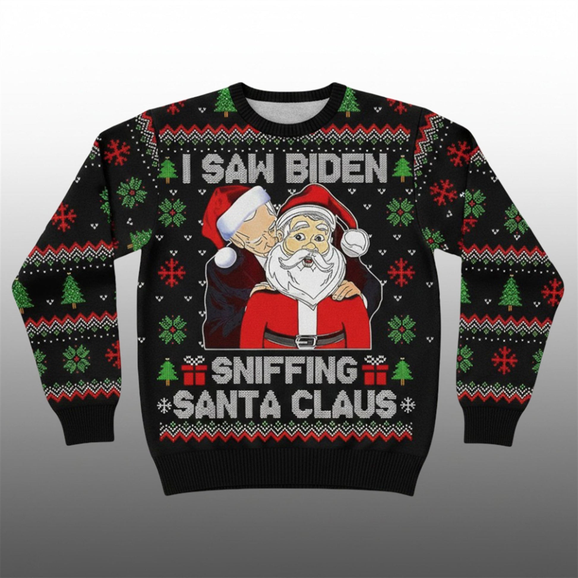 I Saw Biden Sniffing Santa Claus Christmas Ugly Sweater - Moonbestprint