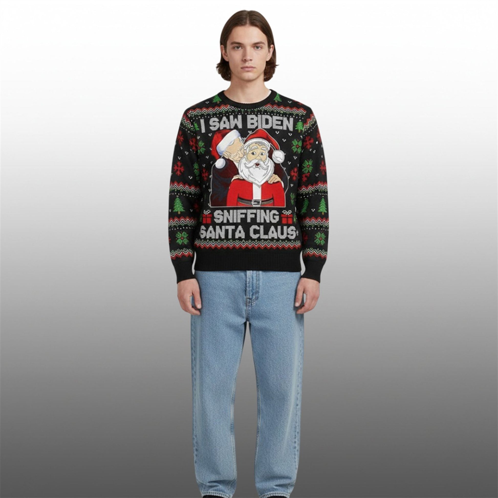 I Saw Biden Sniffing Santa Claus Christmas Ugly Sweater - Moonbestprint