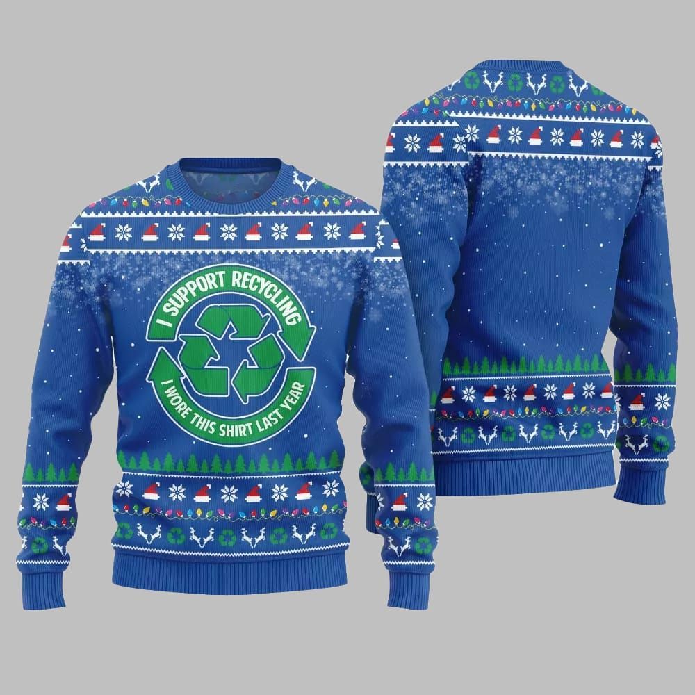 I Support Recycling Ugly Sweater Christmas 2026 - Moonbestprint