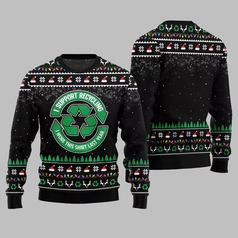 I Support Recycling Ugly Sweater Christmas 2026 - Moonbestprint
