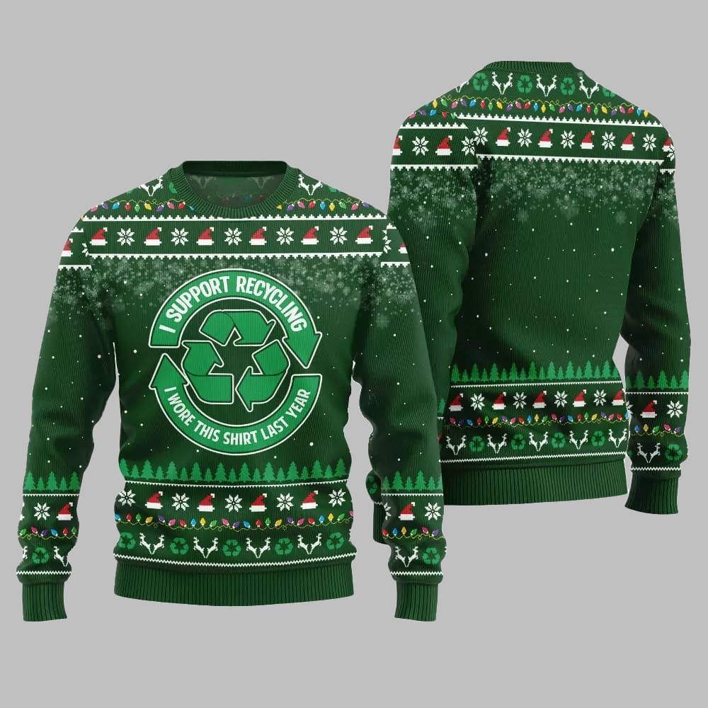 I Support Recycling Ugly Sweater Christmas 2026 - Moonbestprint
