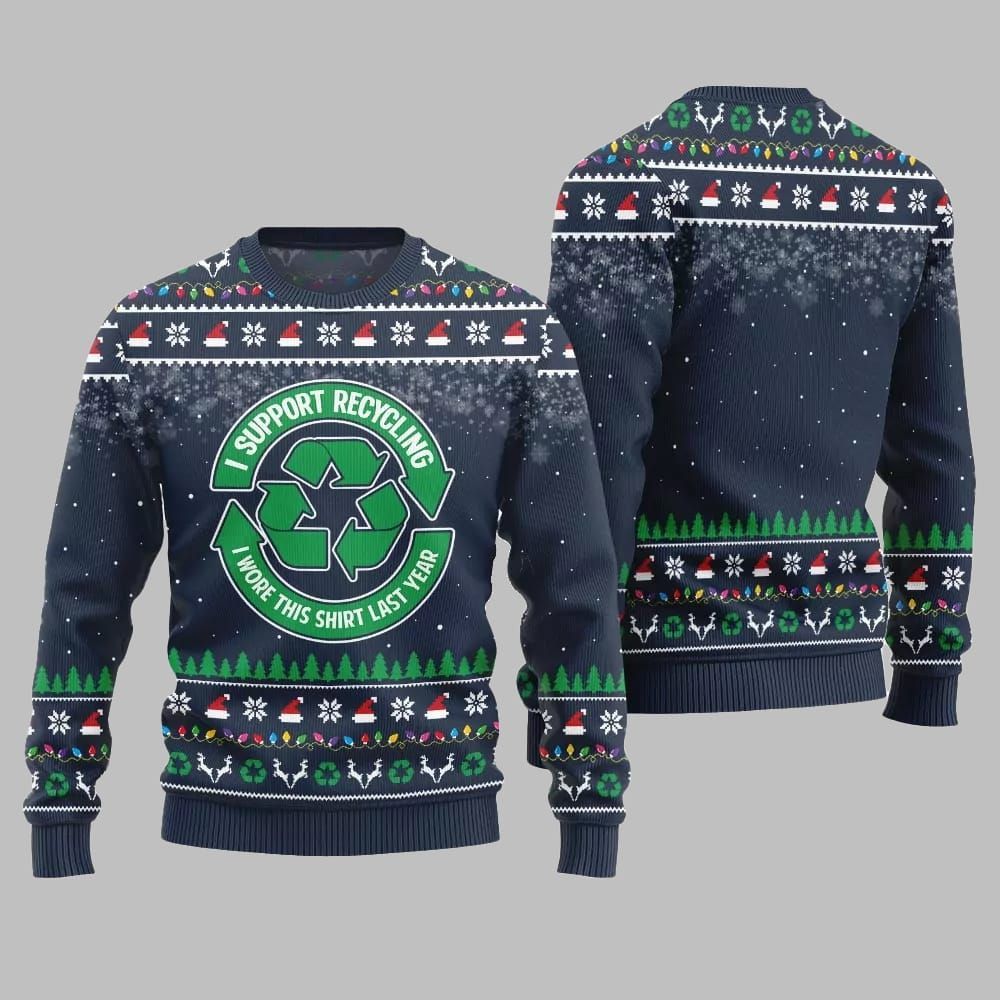 I Support Recycling Ugly Sweater Christmas 2026 - Moonbestprint