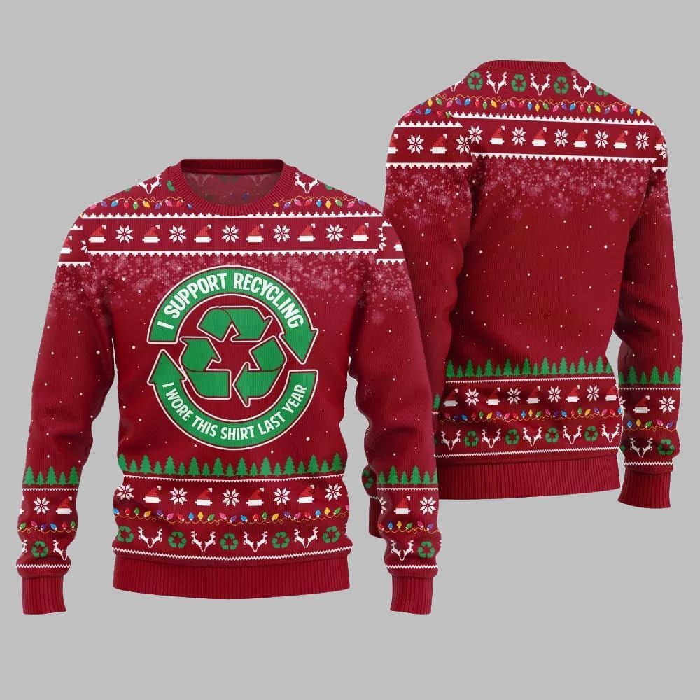 I Support Recycling Ugly Sweater Christmas 2026 - Moonbestprint