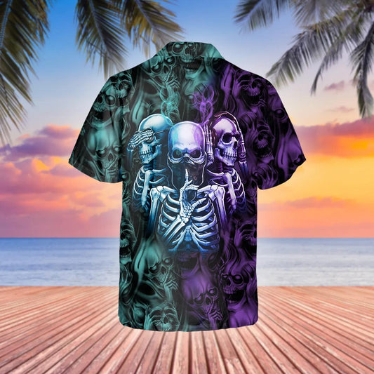 IDC IDK IDGAF Tribal Tattoos Skull Hawaiian Shirt, Hawaiian Button Up Shirt, Aloha Shirts Moonbestprint