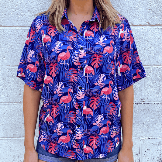 Ready to Flamingle (Blue) / Hawaiian Shirt - Moonbestprint