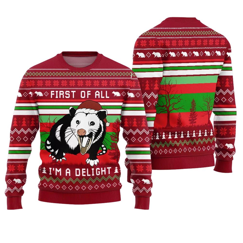I'm a Delight Opossum Ugly Christmas Sweater - Moonbestprint