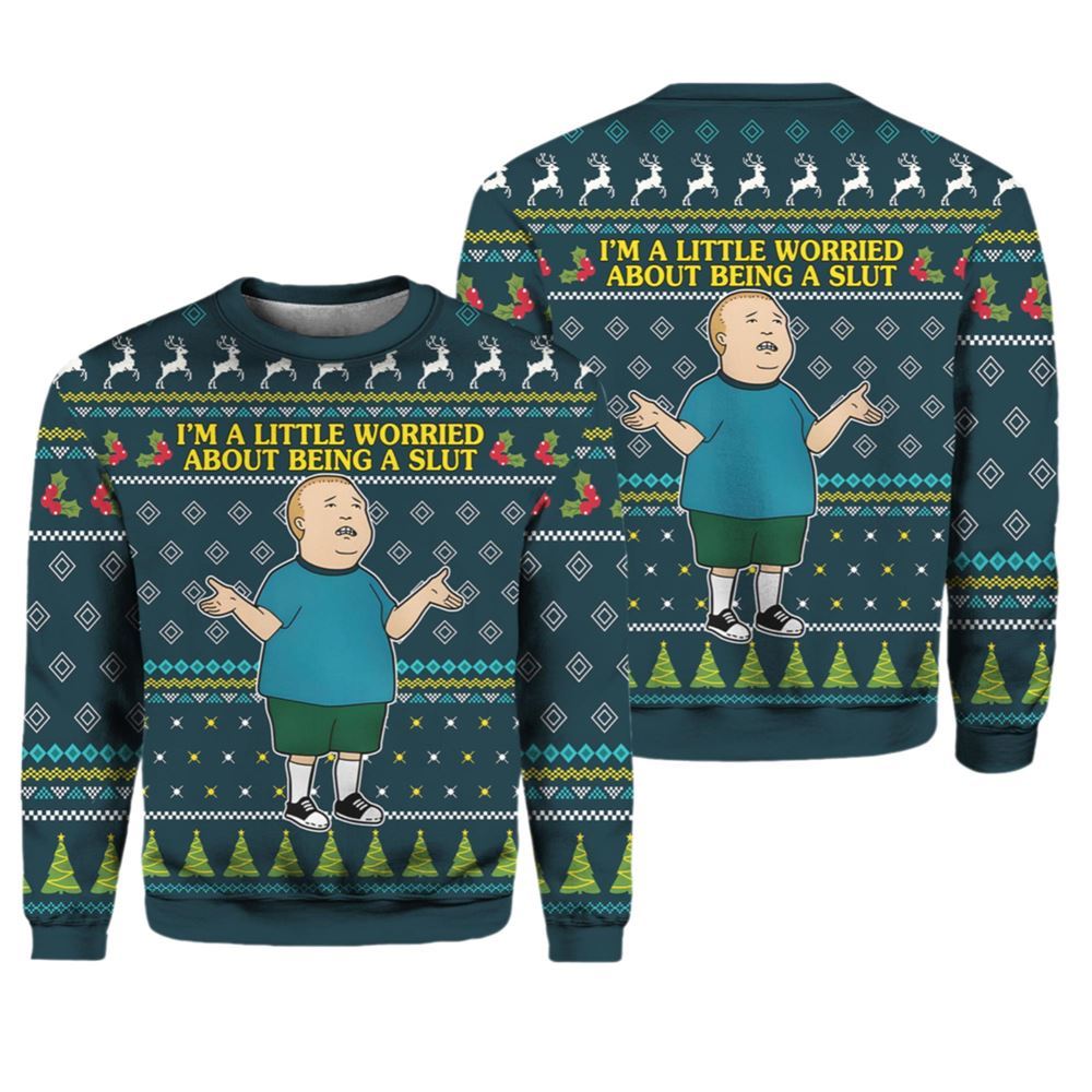 I'm a Little Worried King Of The Hill Ugly Christmas Sweater - Moonbestprint