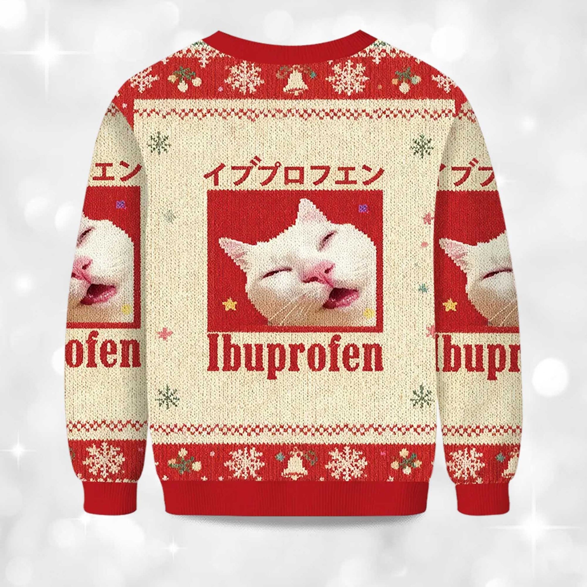 2026 Ibuprofen Meme Cat Christmas Ugly Sweater Moonbestprint