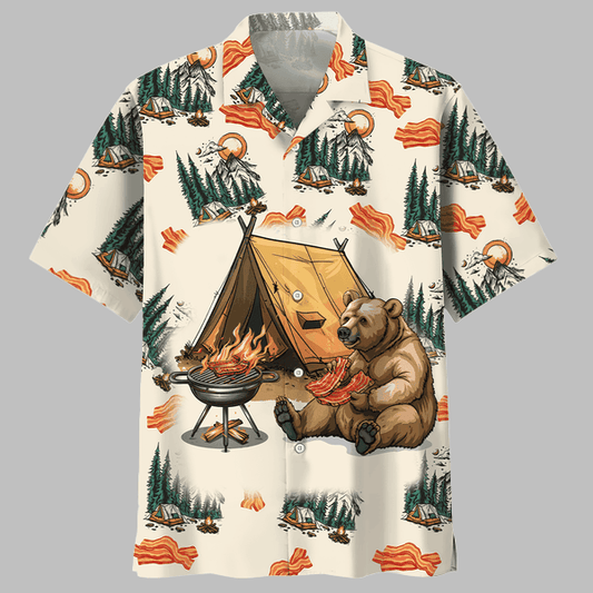 If It Involves Camping Bacon Count Me In Hawaiian Shirt - Moonbestprint