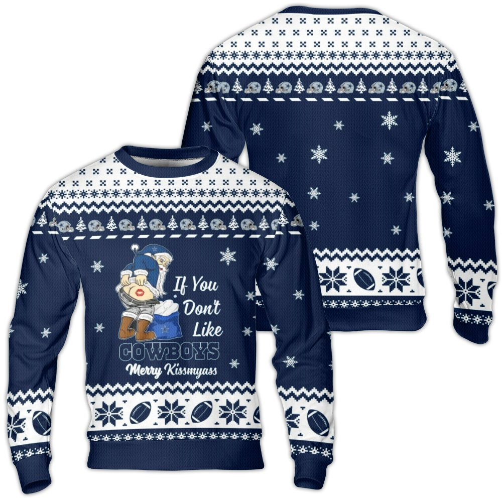 If You Don'T Like Cowboys Merry Kissmyass Santa Mooning Dallas Cowboys Ugly Christmas Sweater 2025 – Moonbestprint