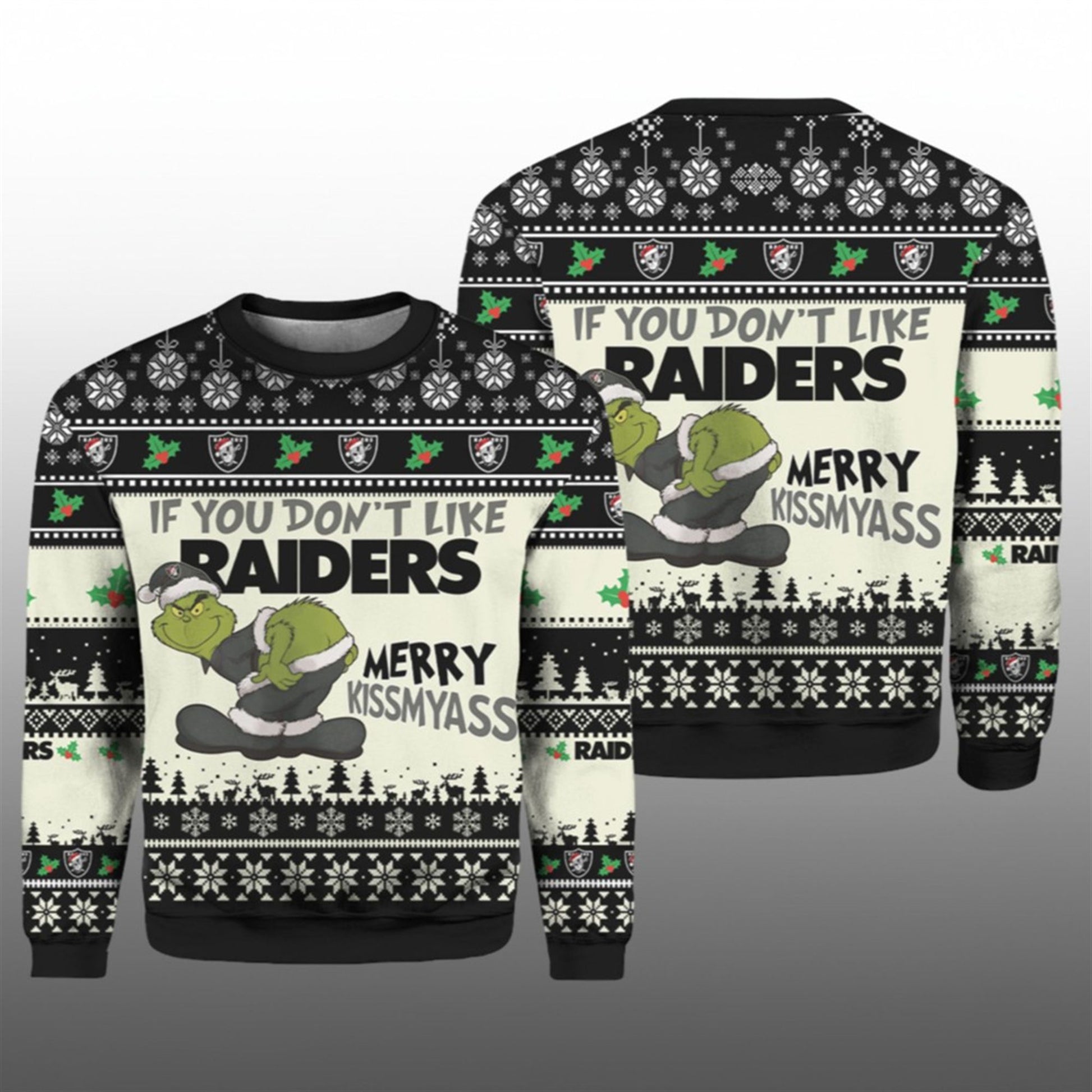 If You Don't Like Raiders Merry Kissmyass Ugly Sweater 2026 Christmas - Moonbestprint